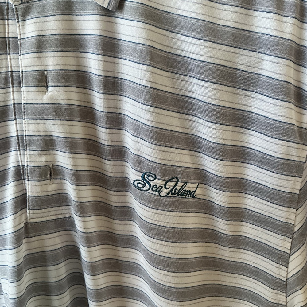 FootJoy Sea Island Striped Polo in White and Gray